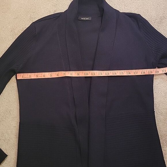 Verve Ami Women's Navy Open Front Cardigan Sz Med - Picture 4 of 8